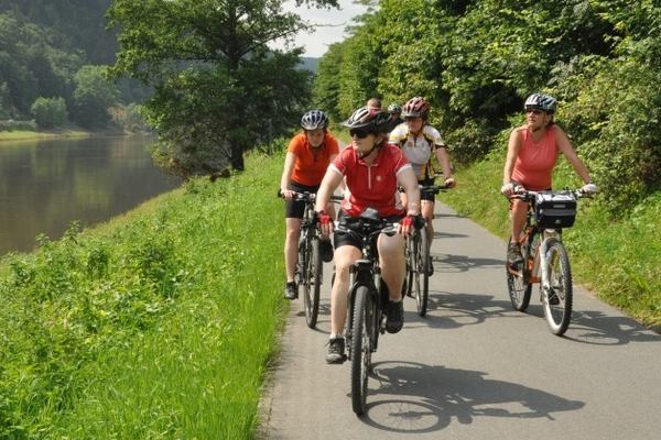 School class on a trip in the Elbe Valley.